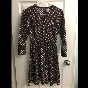 Vintage Brown Polka Dot Dress, XS